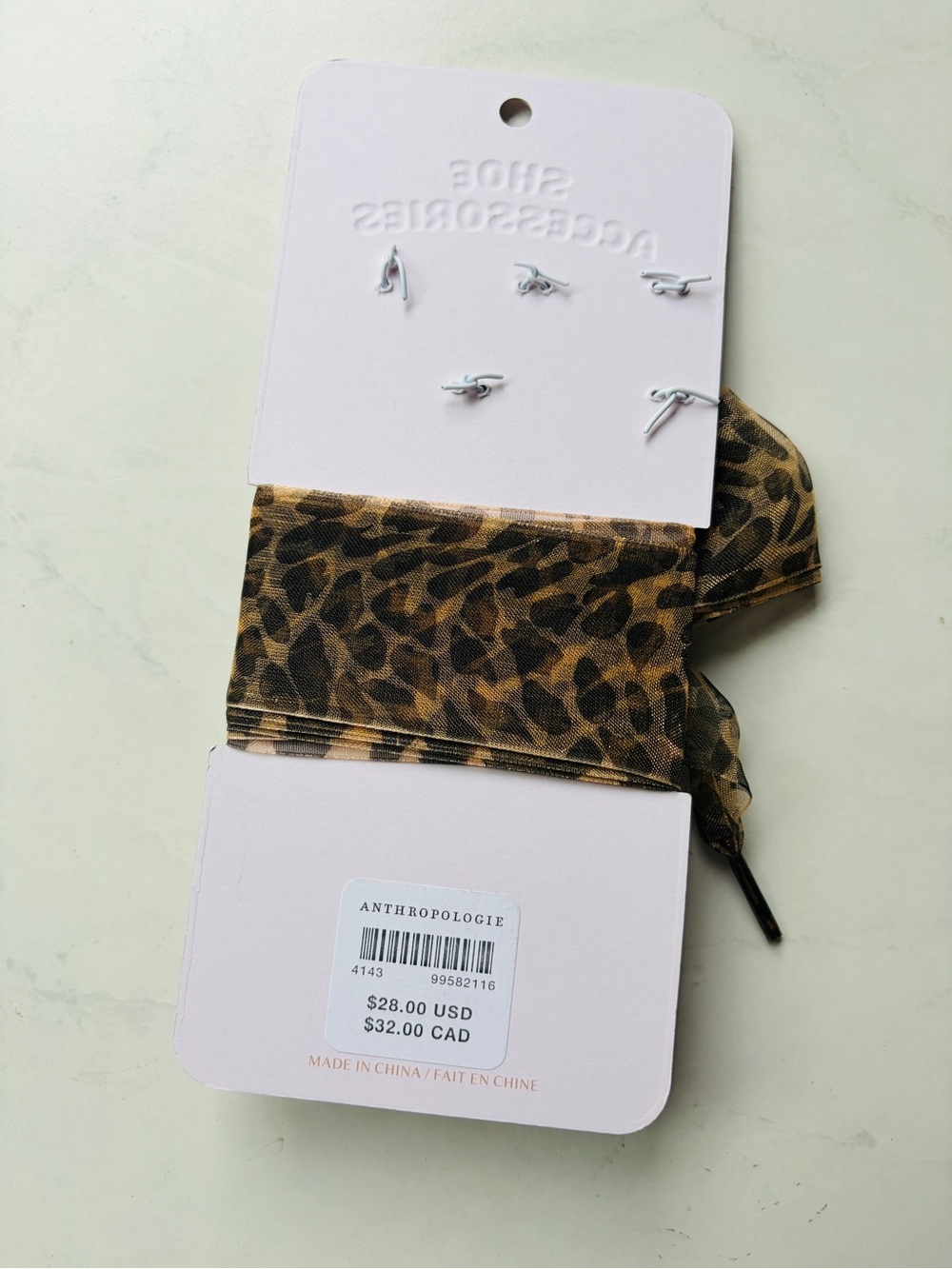 NWT Anthropologie Shoe Charm & Laces Set Brown Leopard Print BFF Charm - Picture 3 of 5